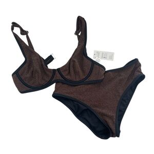 Cupshe Black and Brown Bikini Set